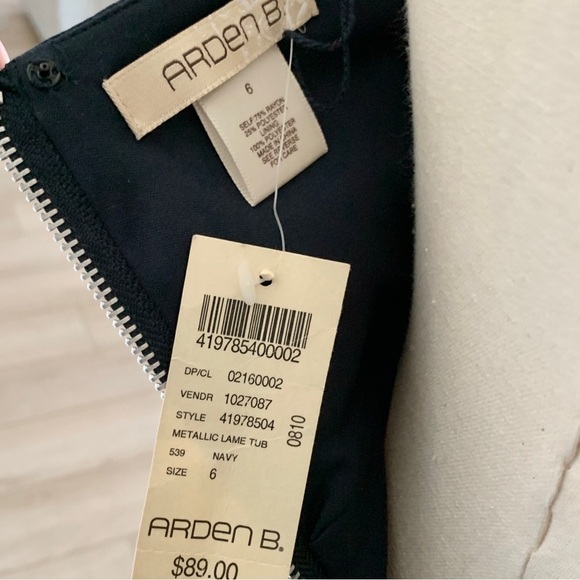 Arden B Navy Blue Rosette Shimmer Strapless Tube Dress - Picture 6 of 9